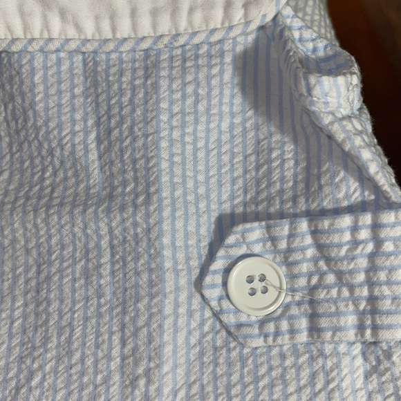 remember nguyen baby boy blue seersucker with white collar sleeveless Shortall - Picture 3 of 5